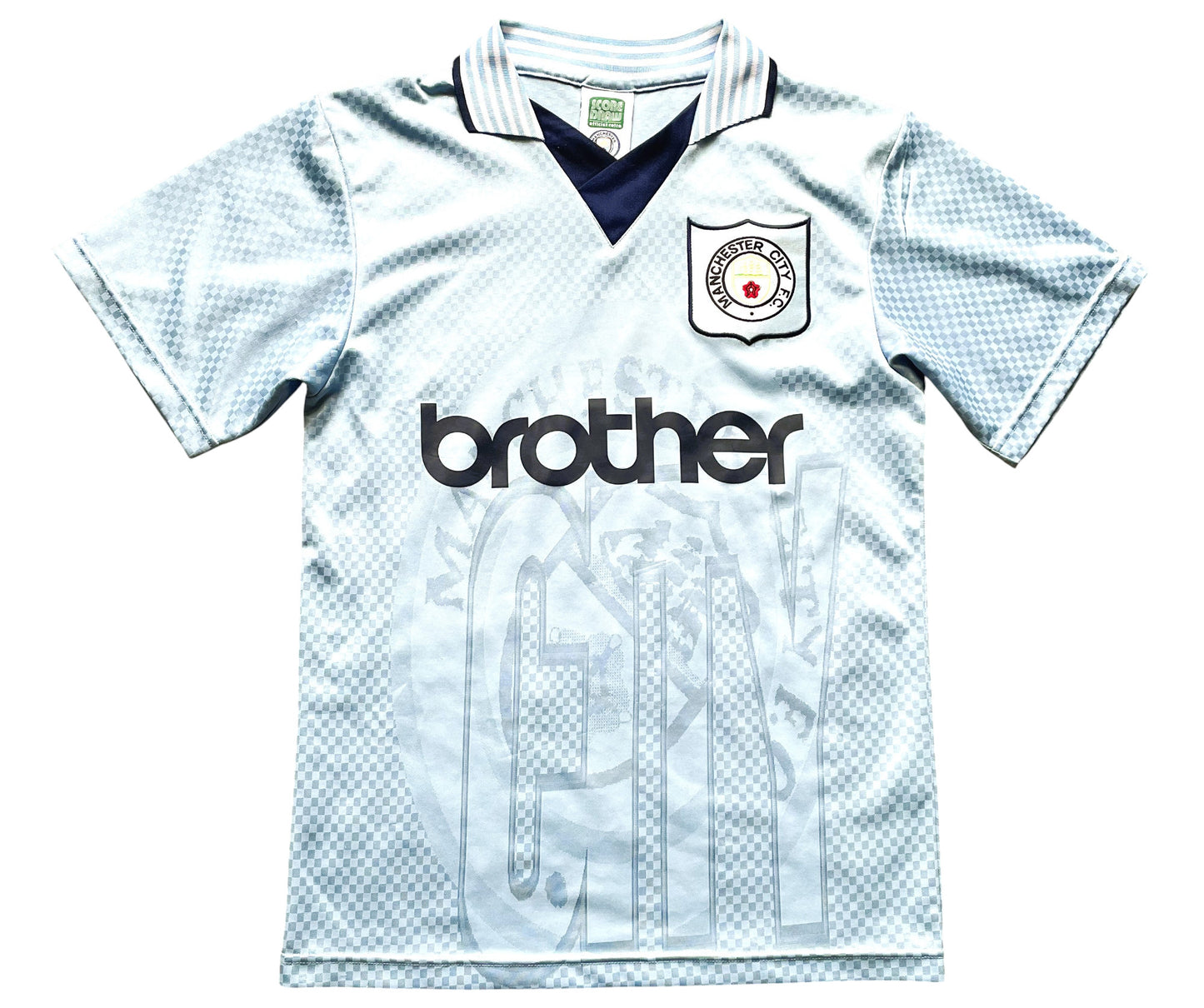 Manchester City Home Shirt 1995 -97 Score Draw (very good) Adults Small