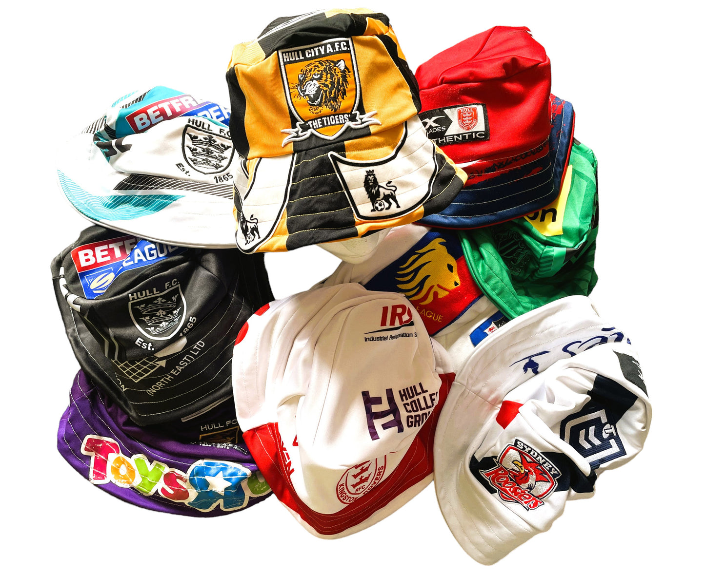 Football Shirt Bucket Hats - ANY TEAM - upcycled from your football or rugby shirt, or buy a shirt off us to convert