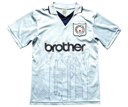 Manchester City Home Shirt 1995 -97 Score Draw (very good) Adults Small