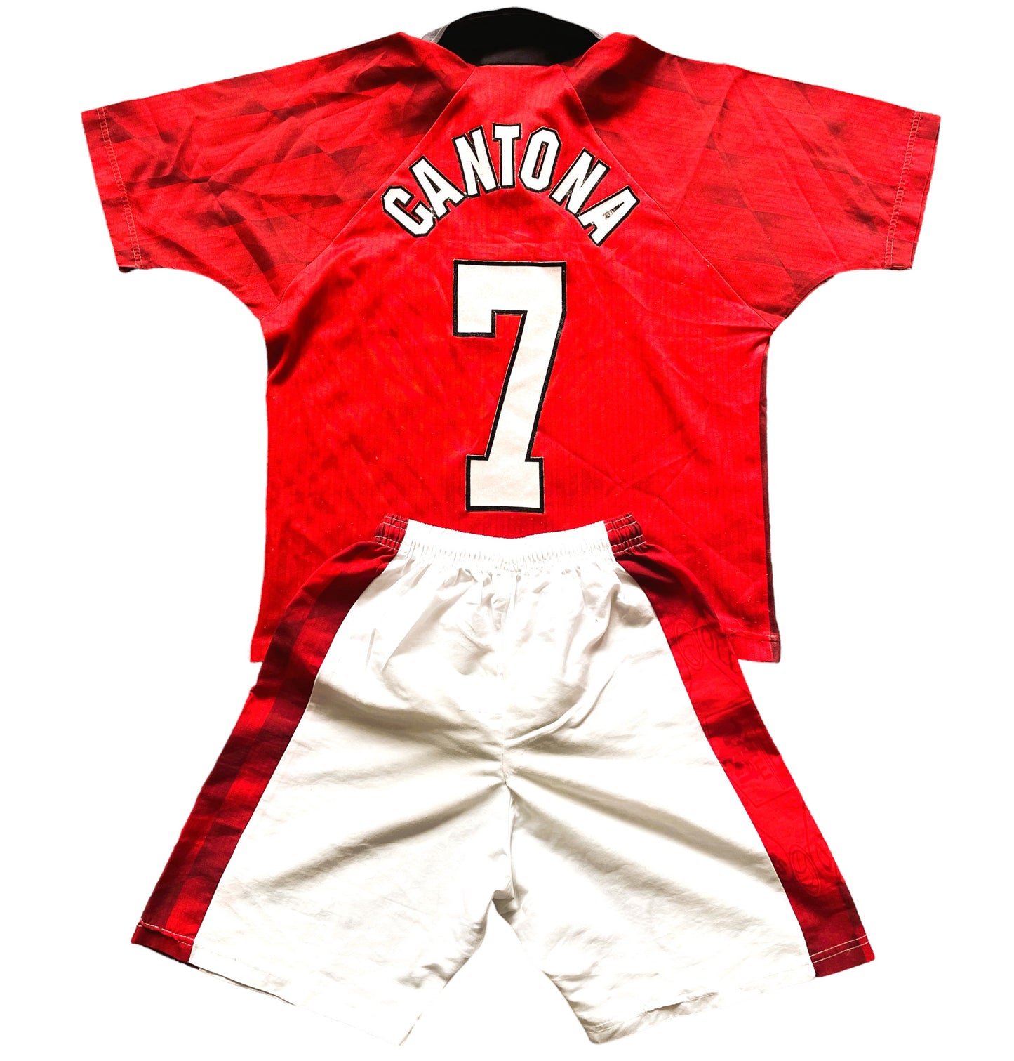 Man United Shirt & Shorts 1996-98 CANTONA 7 original (good) AdultsXXS tho tag says Large Boys 76-81cm