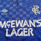 Glasgow Rangers Home Shirt 1987 (good) Adults XXS/Youths 30-32. Height 18 inches