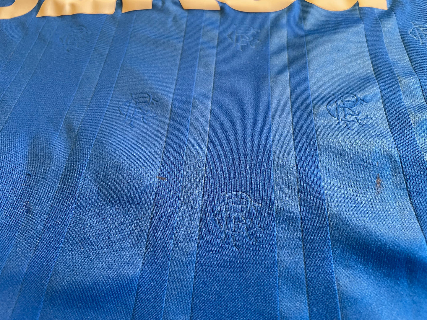 Rangers Home Shirt 2019 (very good) size faded, Adults Small? Height 24 inches