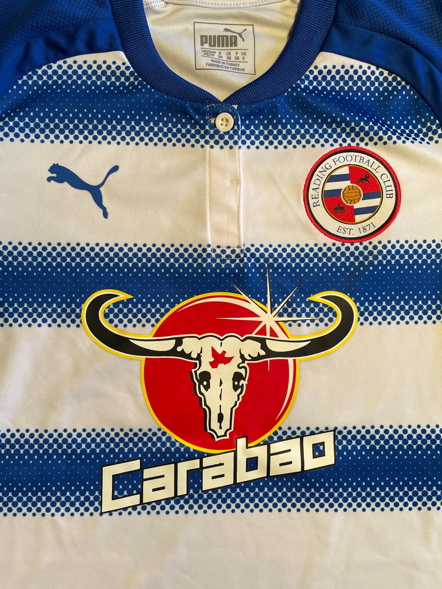 Reading 2017 Home Shirt (excellent) Ladies size 8. Height 19 inches