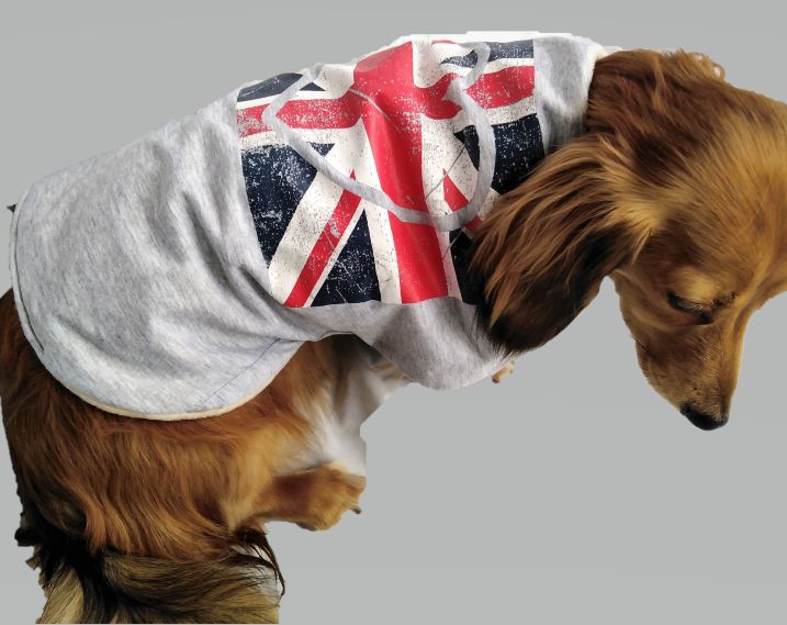 UNION JACK Love Heart dog coat - Small 14" waterproof - Personalised FREE